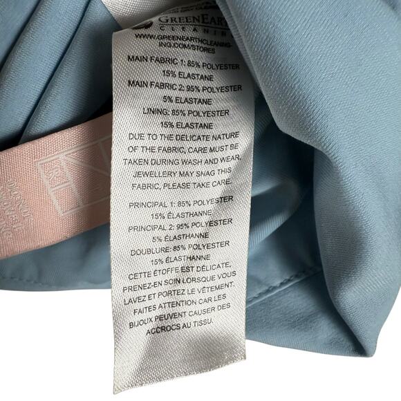 Self-Portrait Pale Blue Jersey Mesh Crossover Off the Shoulder Long Sleeve Top 0 - Picture 7 of 10